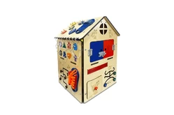 Деревянная игрушка Бизиборд дом со светом 50 см, шнурок в комплекте1