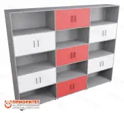 Шкаф встраиваемый закрытый многосекционный с открытой полкой №11