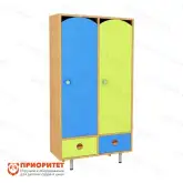 Детский шкаф 2-секционный с ящиками (цветной фасад)1