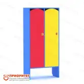 Шкафчик для детского сада 2-секционный малый с нишей под скамью (цветной)1