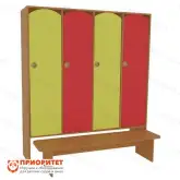 Детский шкаф 4-секционный малый с нишей под скамью1