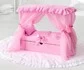 Кроватка для кукол с постельным бельем, балдахином и ящиком розовая