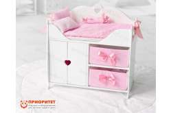 Мебель для кукол с постельным бельем и корзинками белая