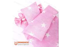 Постельное белье в звездочку для кукол розовое