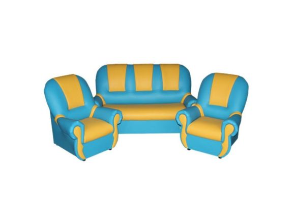 Набор мягкой мебели «Добрый гном Люкс» голубо-желтый