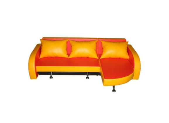 Мягкий диван раскладной красно-желтый