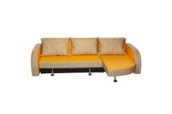 Мягкий диван раскладной оранжево-бежевый