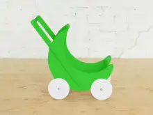 Деревянная коляска для кукол «Мое чудо» (зеленая с белыми колесами)1