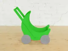 Деревянная коляска для кукол «Мое чудо» (зеленая с серыми колесами)1