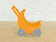 Деревянная коляска для кукол «Мое чудо» (оранжевая с серыми колесами)1