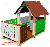 Детский игровой домик «Хижина» с оградой для детской площадки1
