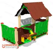 Детский игровой домик «Хижина» с кухней для детской площадки1
