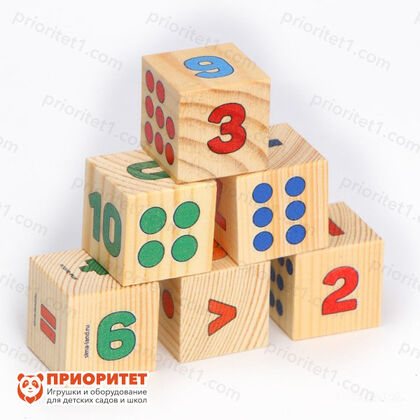 Кубики из натурального дерева «Учим цифры» 2
