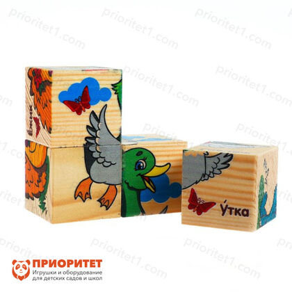 Кубики деревянные «Учим животных» 2