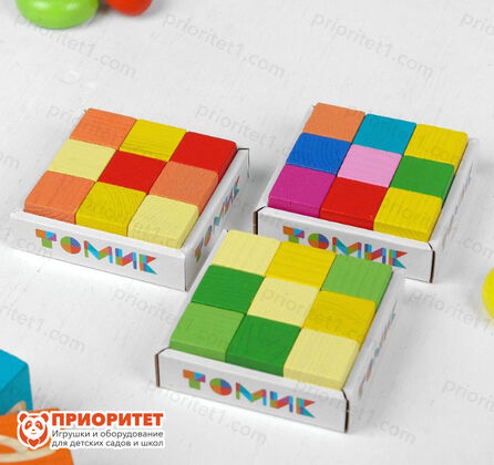 Деревянные кубики «Мини» 2.7 × 2.7 см, цвета МИКС, Томик (9 шт) 3