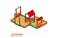 Песочный дворик двойной большой «Домик» (Ракушки) с навесом для детской площадки