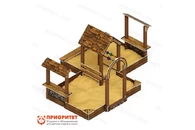 Песочный дворик двойной большой «Домик» с навесом (коричневый) для детской площадки