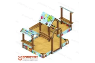 Песочный дворик двойной большой «Домик» с навесом (Коты) для детской площадки