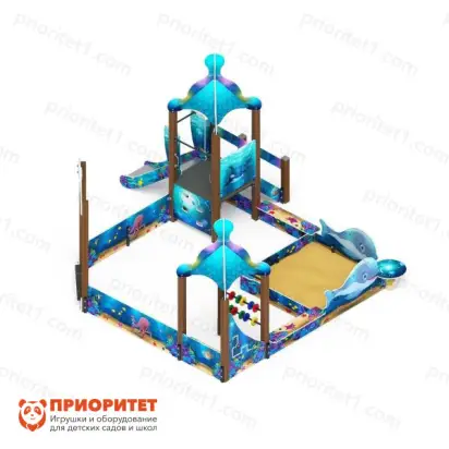 Песочный дворик Морской с горкой для детской площадки 2