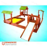 Песочный дворик из дерева №6 с горкой для детской площадки1