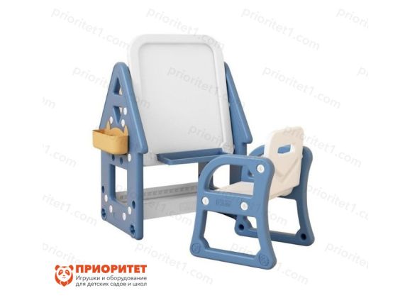 Детский мольберт для рисования маркером (доска, стульчик) Perfetto Sport (синий)