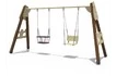 Качели деревянные Крепость с сиденьем со спинкой и люлькой_1
