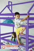 Кровать детская двухъярусная «Домик береза» фиолетовая1