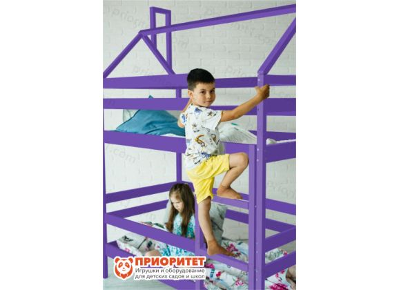 Кровать детская двухъярусная «Домик береза» фиолетовая