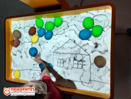 Интерактивная песочница Ronplay Sandbox 2 в 1 (стол + песочница) Мобильная для 12 детей, проекция