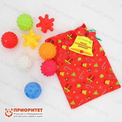 Подарочный набор сенсорных развивающих мячиков «В мешке», 8 шт., упаковка - мешочек