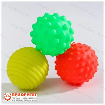Подарочный набор сенсорных развивающих, массажных мячиков «Фруктовая тусовка», 3 шт., разноцветные мячики