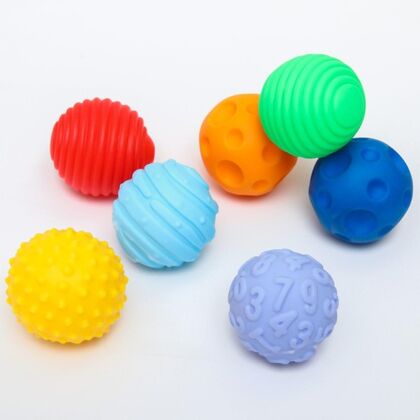 Подарочный набор сенсорных развивающих массажных мячиков «Цветик-семицветик», 7 шт., разноцветные мячики (набор)