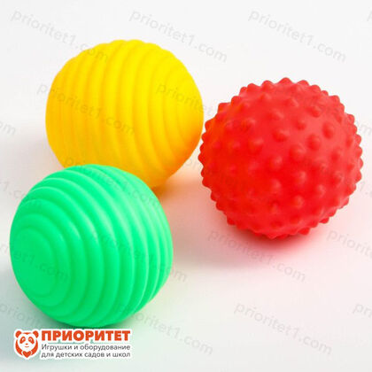 Подарочный набор сенсорных массажных развивающих мячиков «Лисенок Лёлик», 3 шт., разноцветные мячики (набор)