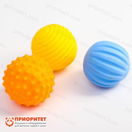 Подарочный набор сенсорных массажных развивающих мячиков «Мишка Тишка», 3 шт., разноцветные мячики (набор)