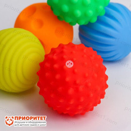 Подарочный набор сенсорных развивающих, массажных мячиков «Ракета», 5 шт., разноцветные мячики (набор) - фото