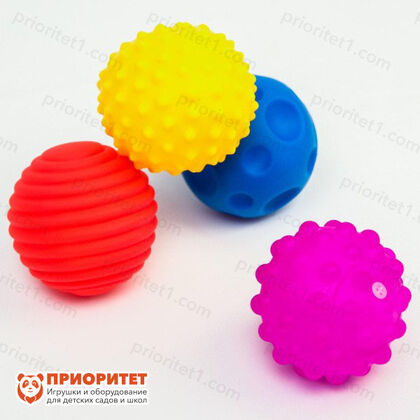 Подарочный набор развивающих сенсорных массажных мячиков «Сюрприз», 4 шт., разноцветные мячики (набор)