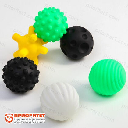 Подарочный набор сенсорных тактильных развивающих мячиков по методике Гленна Домана, 6 шт., разноцветные мячики (набор)
