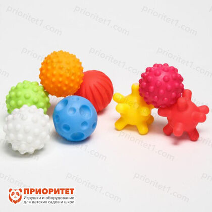 Подарочный набор сенсорных развивающих мячиков «МешокВолшебника» красный, 8 шт., разноцветные мячики (набор)