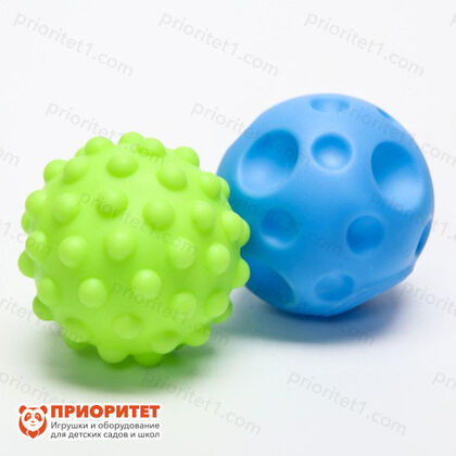Подарочный набор сенсорных развивающих тактильных мячиков «Тигренок» с помпошкой, 2 шт., разноцветные мячики (набор)