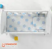 Кроватка для кукол (люлька) «Люлилю» белая, с постельным бельём (звезды)1
