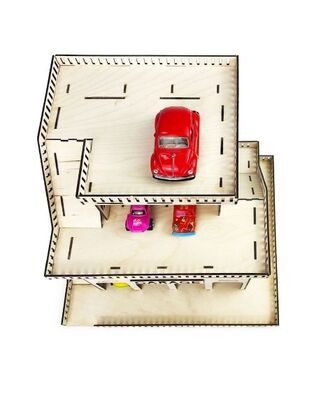Деревянная парковка Детский гараж для машинок 3