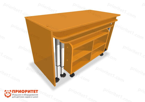 Многофункциональный детский стол с набором корзин «Поместим все» (оранжевый), в сложенном виде