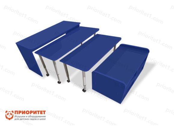 Многофункциональный детский стол с набором корзин «Поместим все» (синий), в разложенном виде