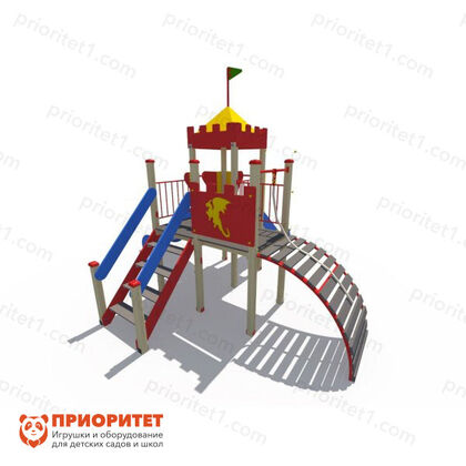 Детский игровой комплекс «Башня» с двумя горками вид сзади