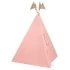 Большой вигвам из розового льна с контрастными шторками с окном, карманом и флажками 1_1_1