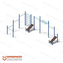 Кроссфит с разноуровневыми турниками и скамьями для пресса