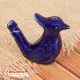 Детская музыкальная игрушка Свистулька керамическая Птичка с хохолком синяя1