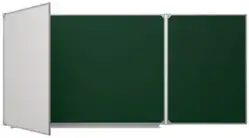 Трёхэлементная магнитная эмалированная школьная доска 2000х750 комби (мел\маркер)1