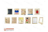 Набор тактильно-развивающих панелей «Счастливое детство» (10 панелей + настенное основание)