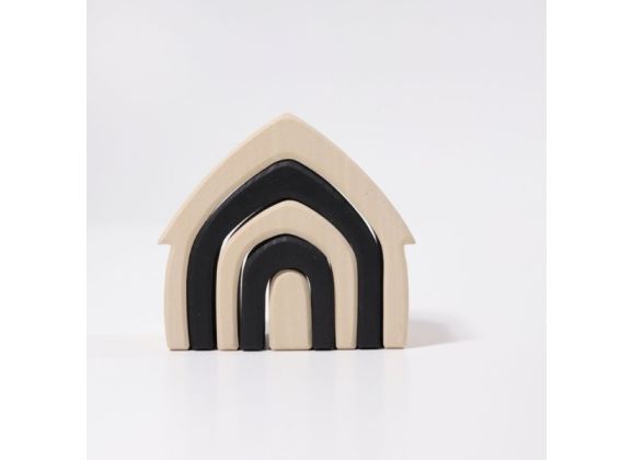 Набор деревянных домиков, черно-белая серия